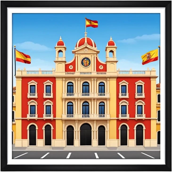 ayuntamiento con una bandera de españa emoji