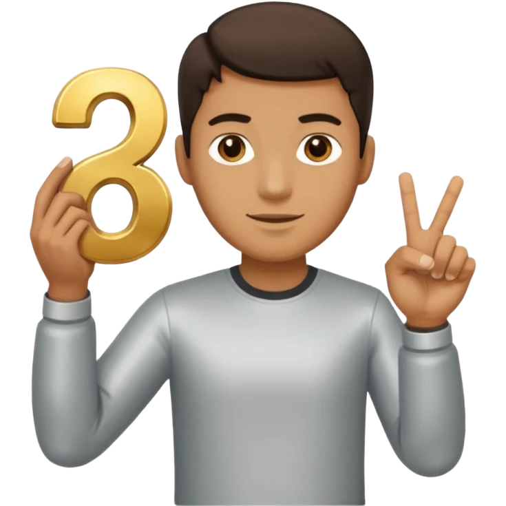 A Man holding the number 6 in one hand, and the number 7 in the other Hand.  emoji