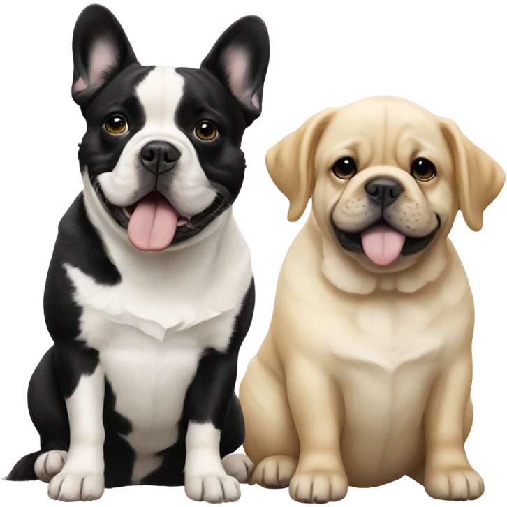English cream golden retriever and an oreo colored frenchie as best friends emoji