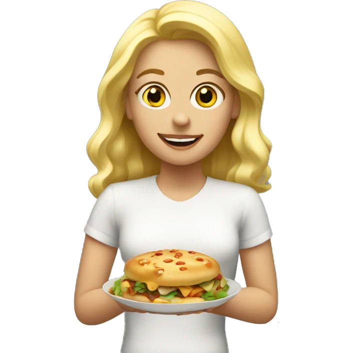 blonde with food and fun emoji