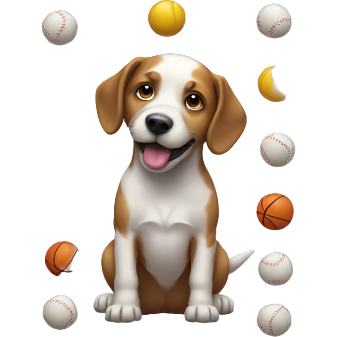 Dog playing with balls emoji