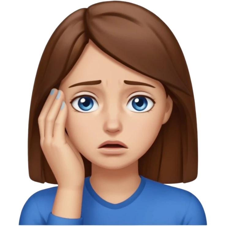Facepalm woman upset brown hair blue eyes  emoji