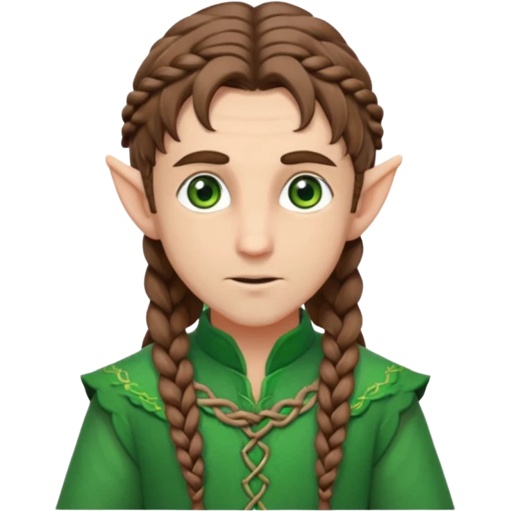 elves with braided brown  hair man emoji