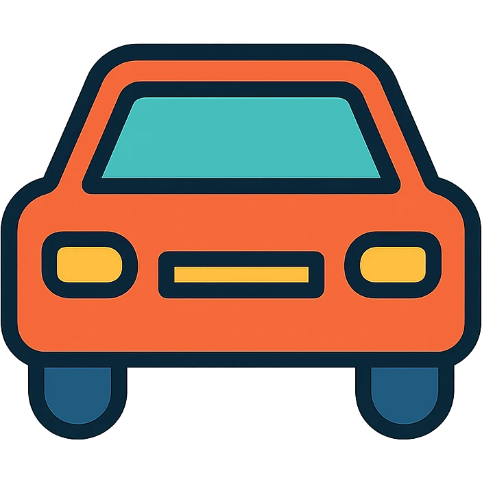car, lineal color outlined icon style, black outlines with color fill, modern, friendly emoji