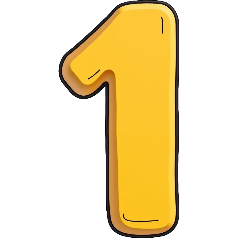 Number 1 on a yellow volumetric background emoji
