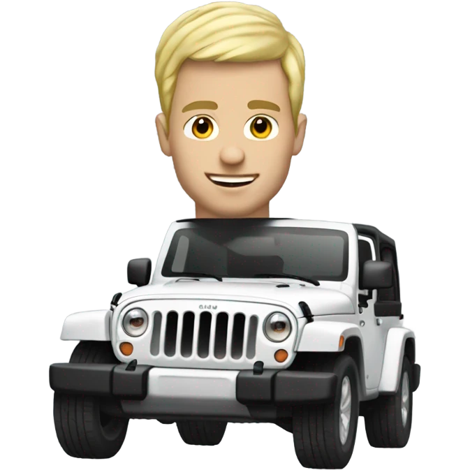 Guy with blonde hair with jeep wrangler white  emoji
