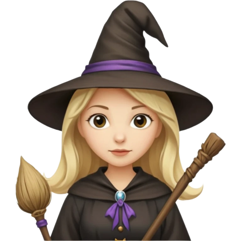 Witch flying on broom with blonde hair emoji