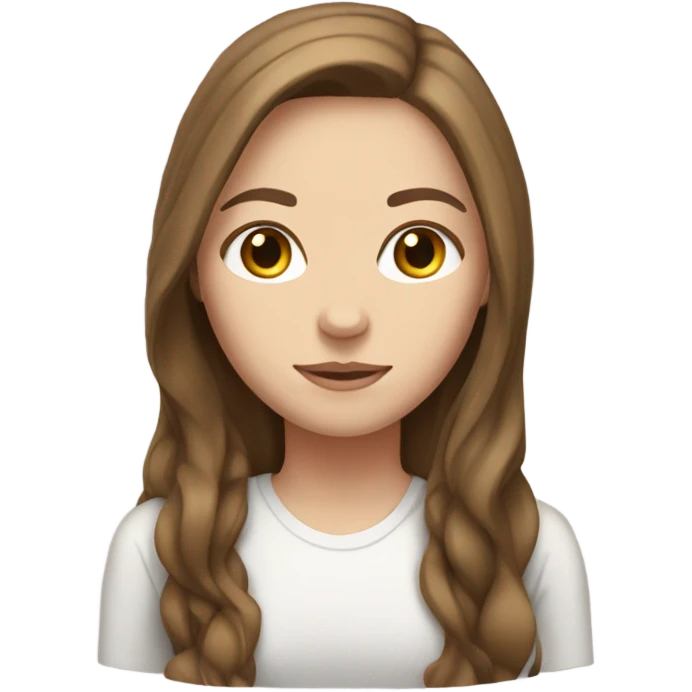 White girl with long, loose, brown hair. emoji