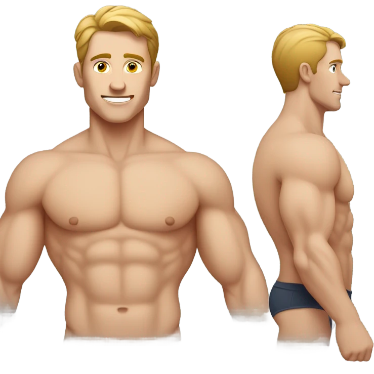 athetlic white man shirtless not too muscular emoji