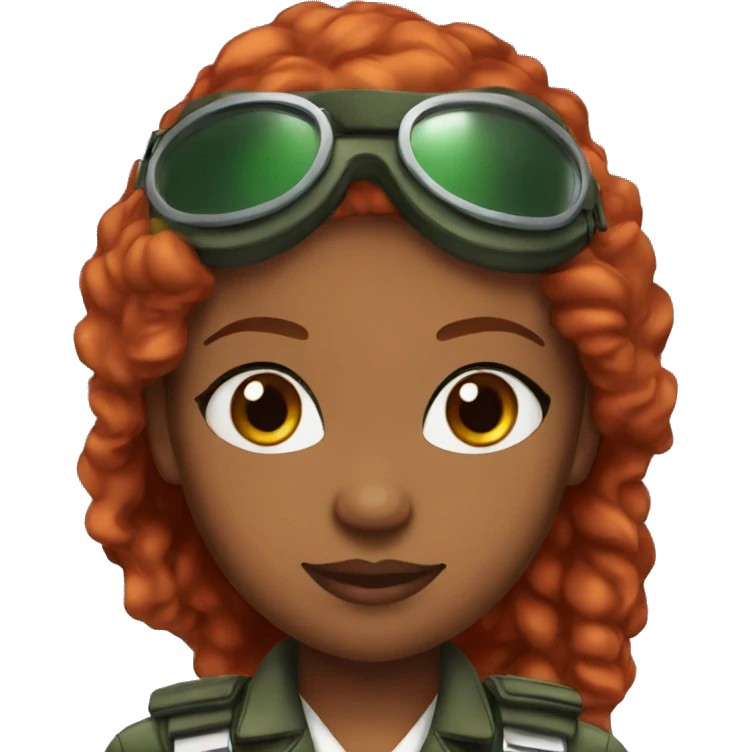 african american woman green eyes air plane pilot with red hair emoji
