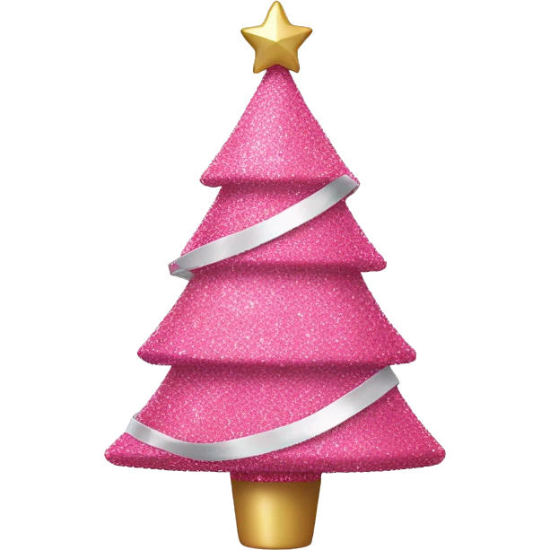 Pink glitter Christmas tree with white ribbons  emoji
