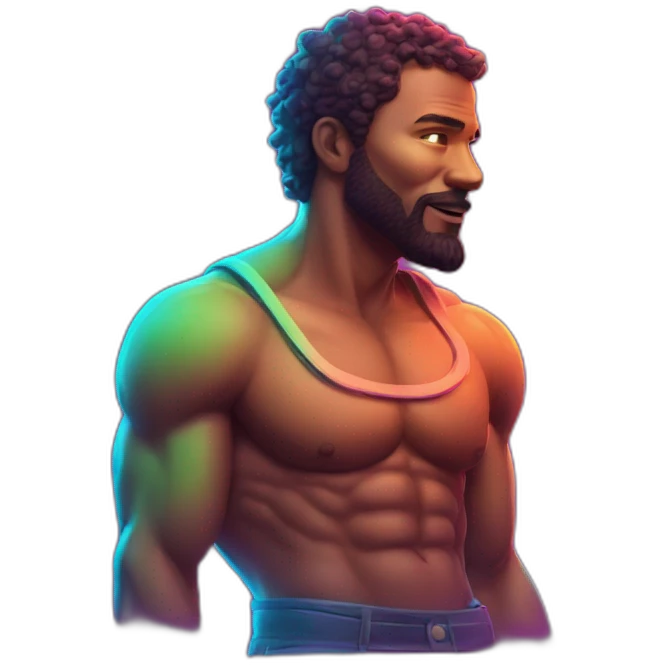 Juicy booty neon sign style man emoji