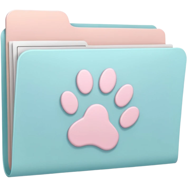 a pastel folder of documents with a pawprint on it emoji