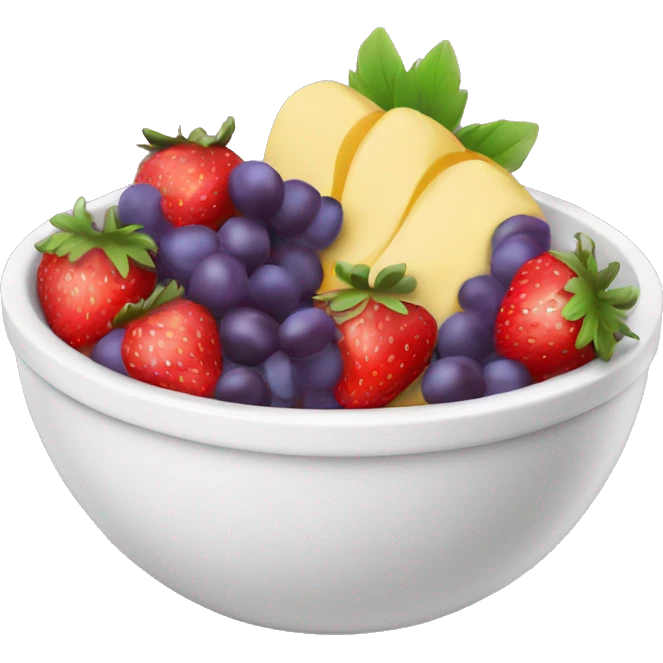 fruit yogurt bowl with strawberries and grapes emoji