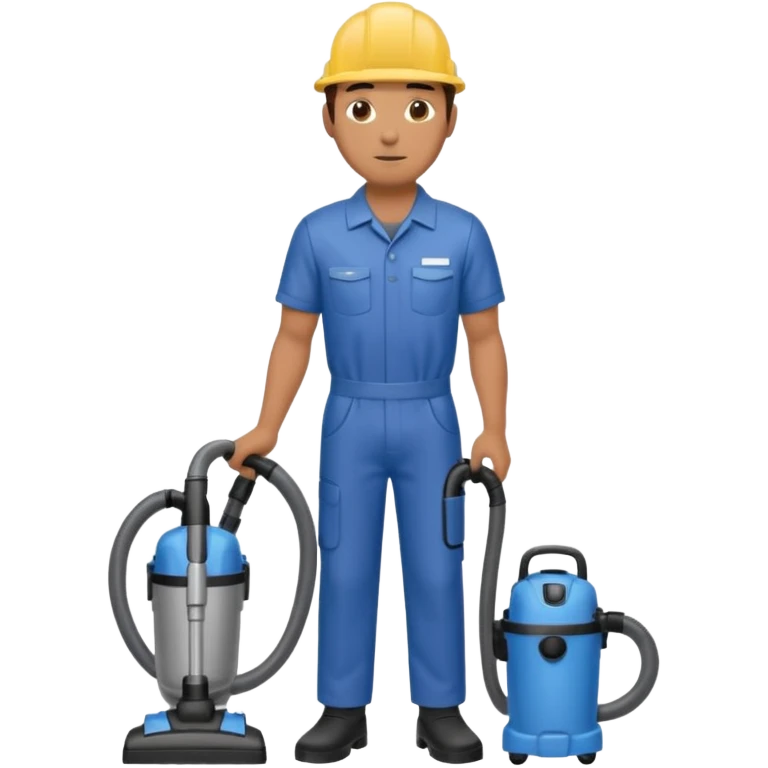 técnico de limpieza hombre sujetando una aspiradora de agua (medio cuerpo) emoji