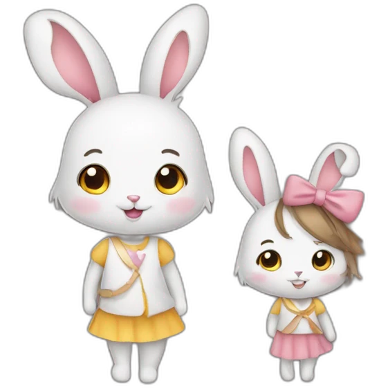 lapin avec une petite fille emoji