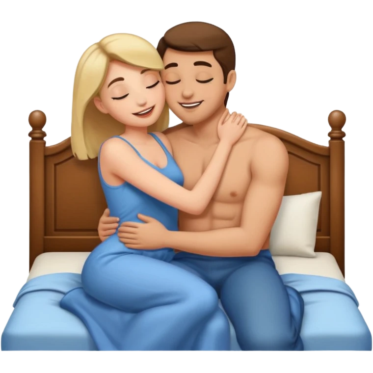 Man kissing woman bed emoji