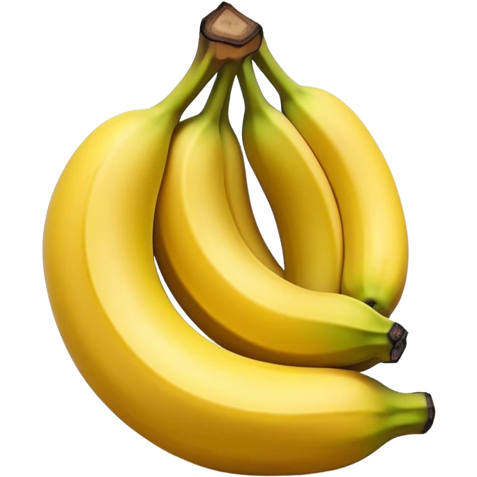 Cinematic bright yellow banana, smooth peel with gentle curves, slightly ripened, stacked in a charming bunch, warm glowing background, soft and inviting. emoji