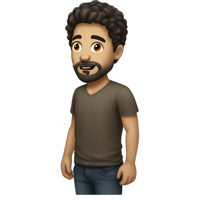 Guy with light skin , dark brunette hair , Beard and stinky nose emoji