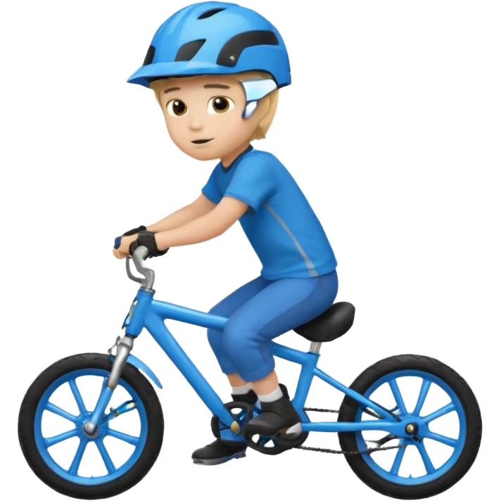 bike riding black bike blonde hair boy blue helmet emoji