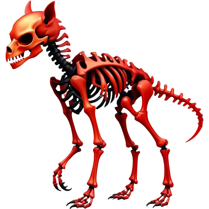 A black and red gradient epic shiny cool edgy skeletal animal, full body emoji