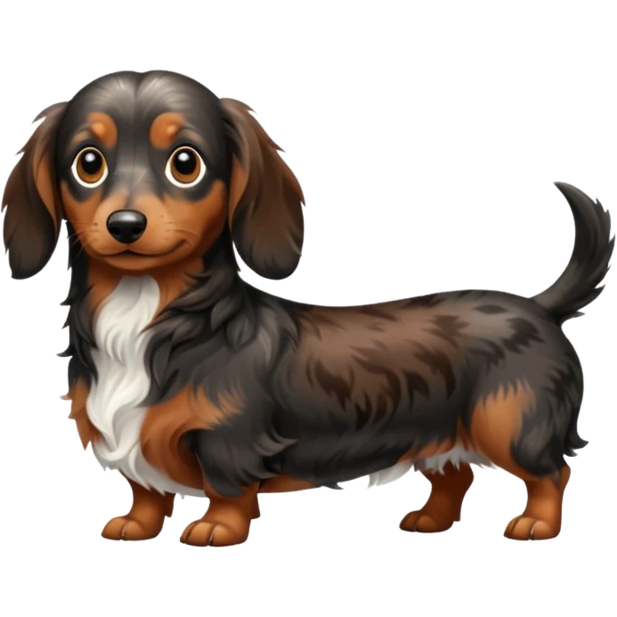Black & brown Merle long haired Dachshund full body emoji