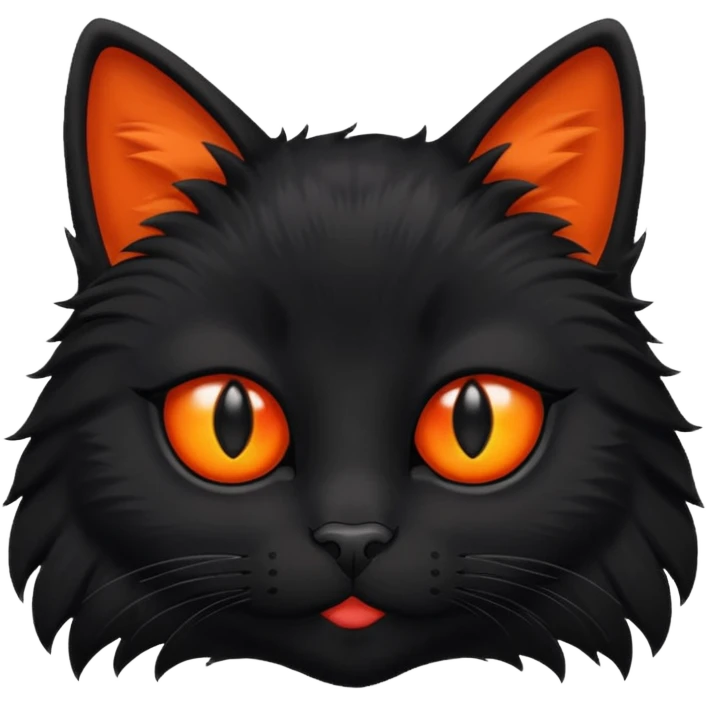 Чёрный кот у которого один глаз красный  а второй оранжевый, шерсть кота чёрная  emoji