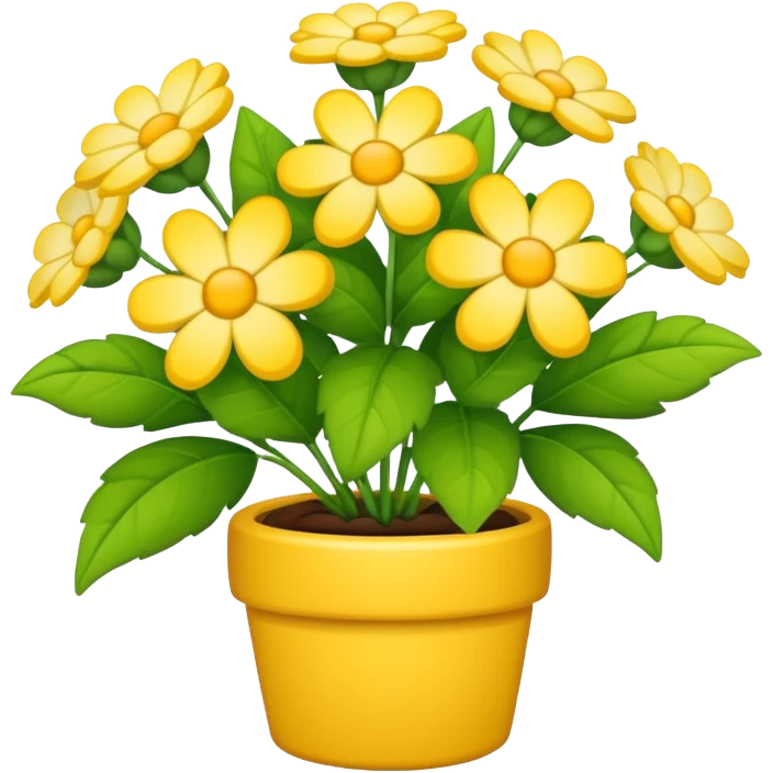 Vibranium shrub  in emoji format. I bunch of yellow whitish flowers with green leaves behind. Minimalistic. emoji