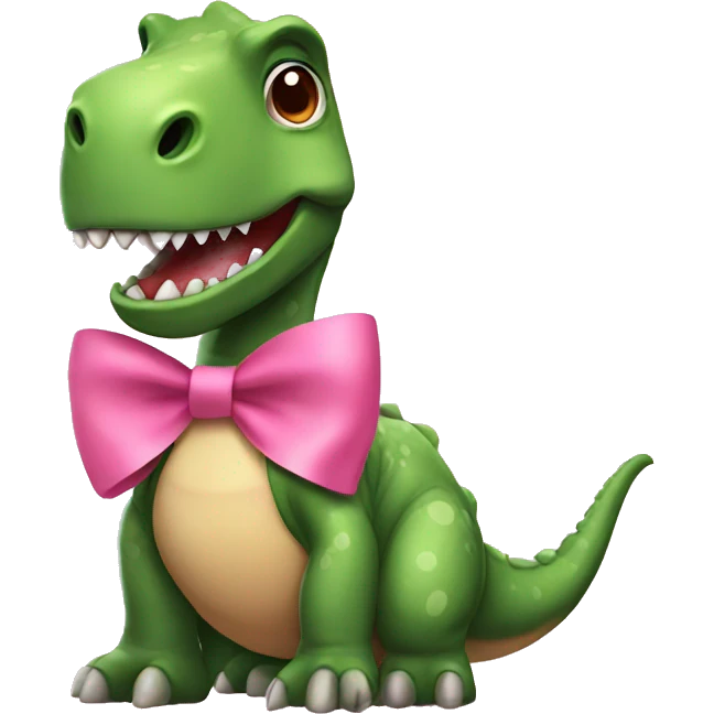 Dinosaur with a pink bow emoji