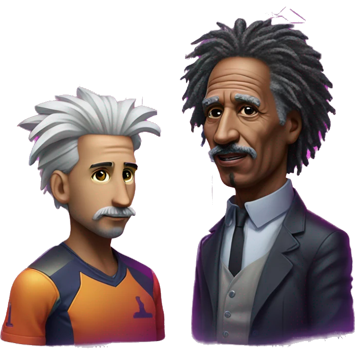 Cyberpunk Messi meets Synthwave Einstein  emoji