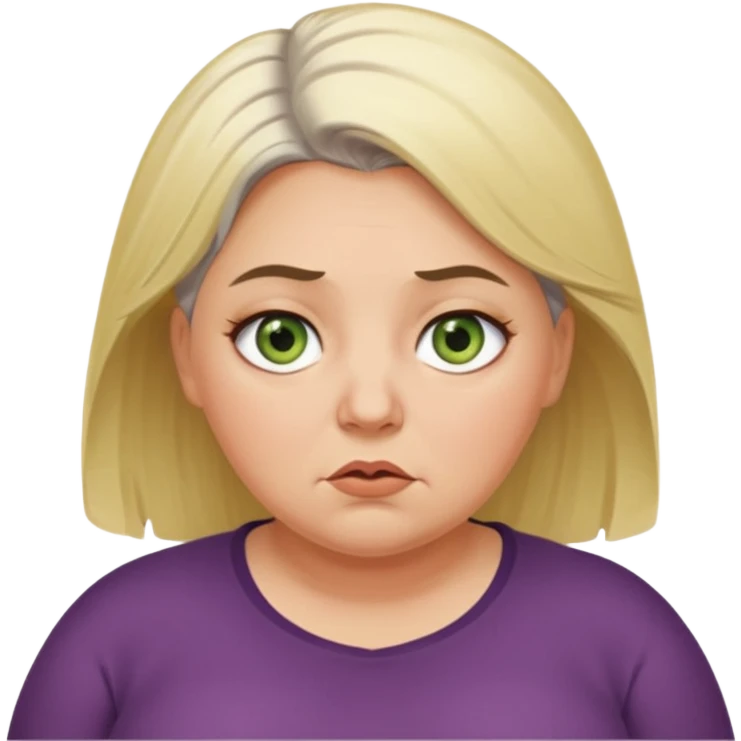 Overweight, blonde and grey haired female with golden green Hazel eyes having a bad week rolling eyes animated emoji