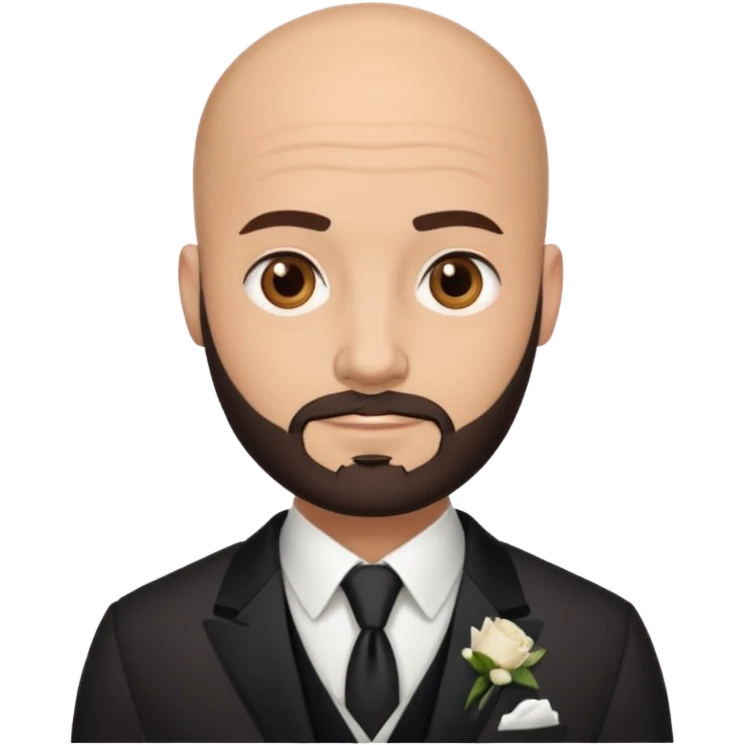 bald headed brown eyes groom with dark beard emoji