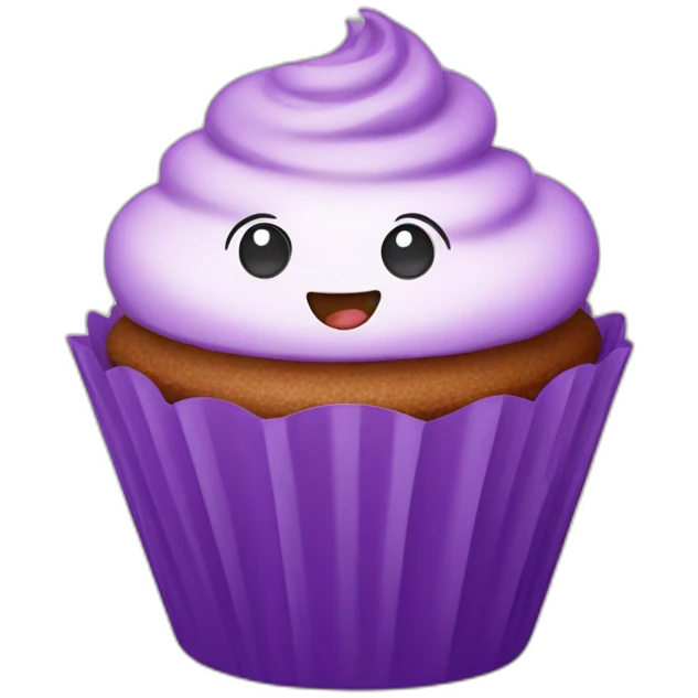 Happy purple cupcake  emoji