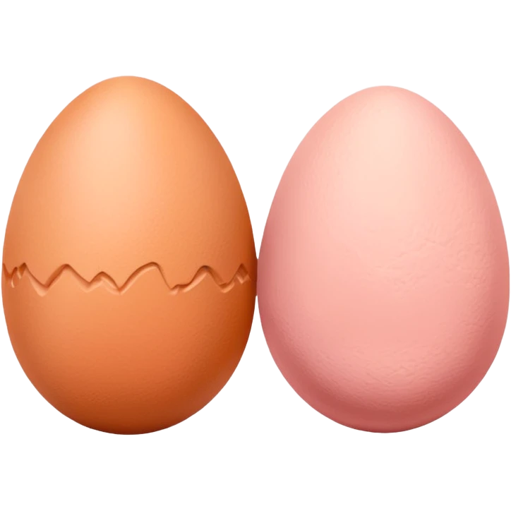 two skin tone peachy beige-pink egg shaped balls/spheres, both same size and same color, add a wrinkly skin texture to both.  emoji