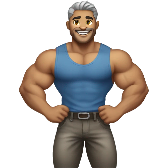 Muscular male with wolf dressing and cute smile emoji