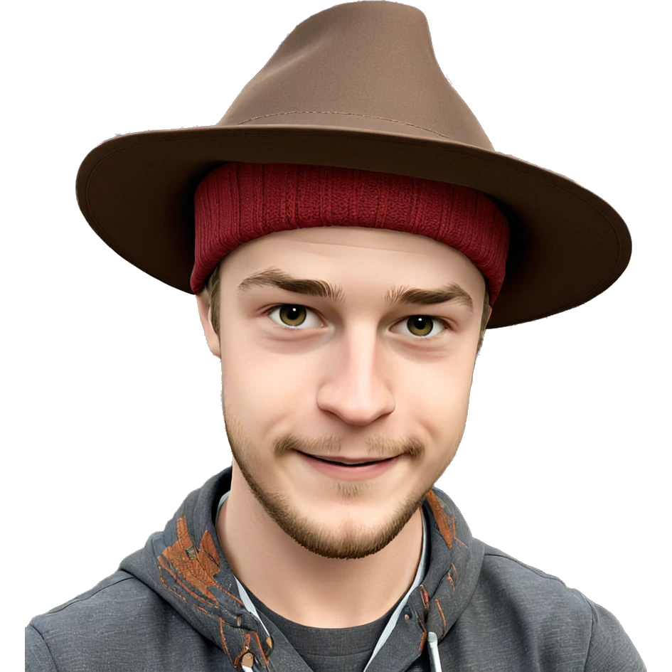 happy boy outdoors with hat emoji