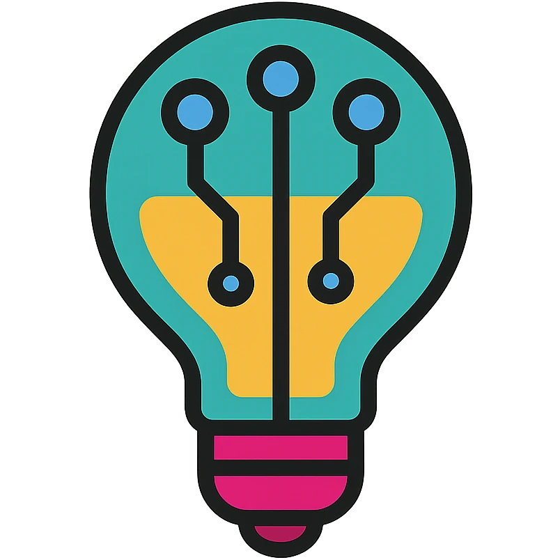 circuit board pattern forming a lightbulb, representing logic and technology, modern icon style emoji