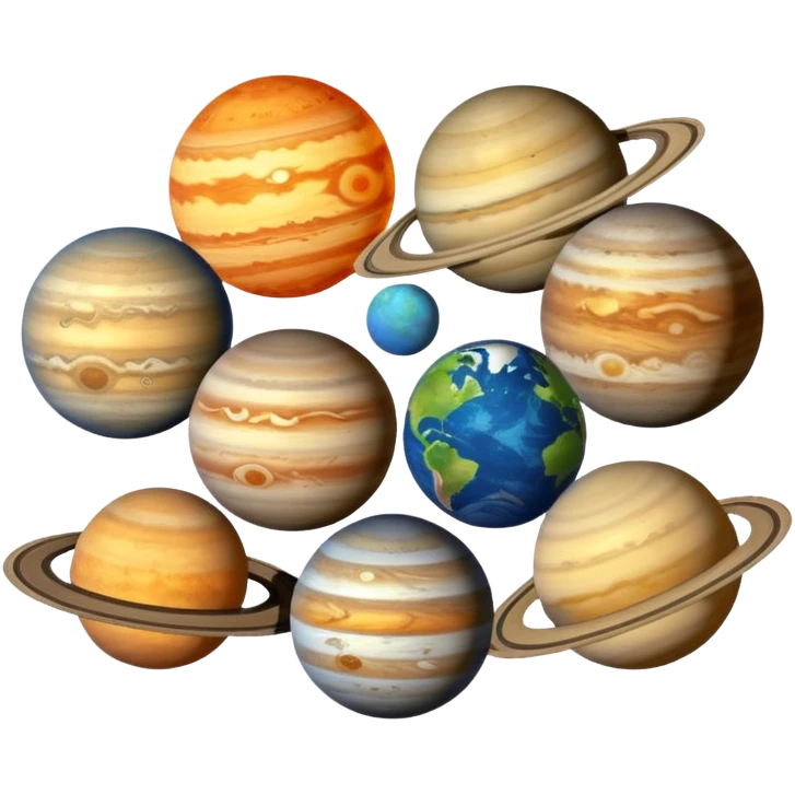 Aline all the planets in a straight line 8 only only 8 emoji