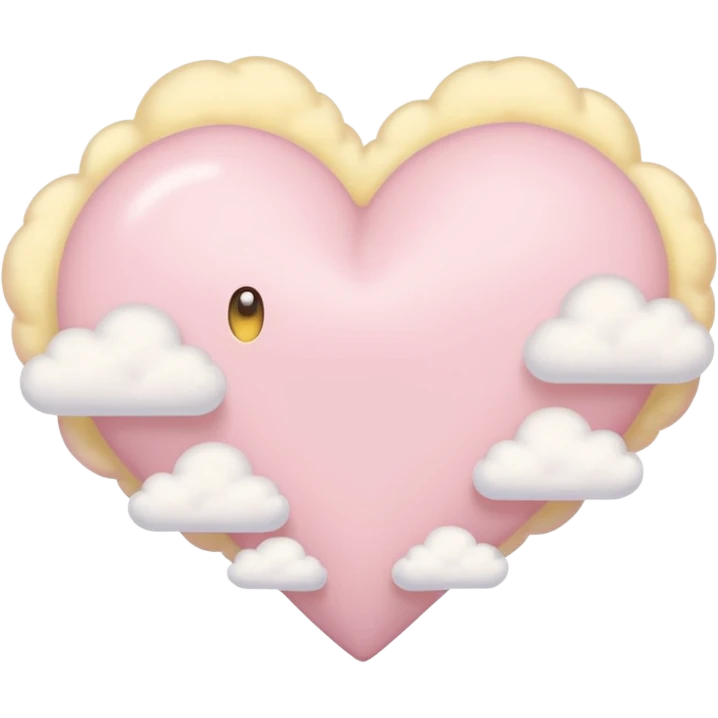 Heart of a cloud in soft pink, beige and yellow pastel light emoji
