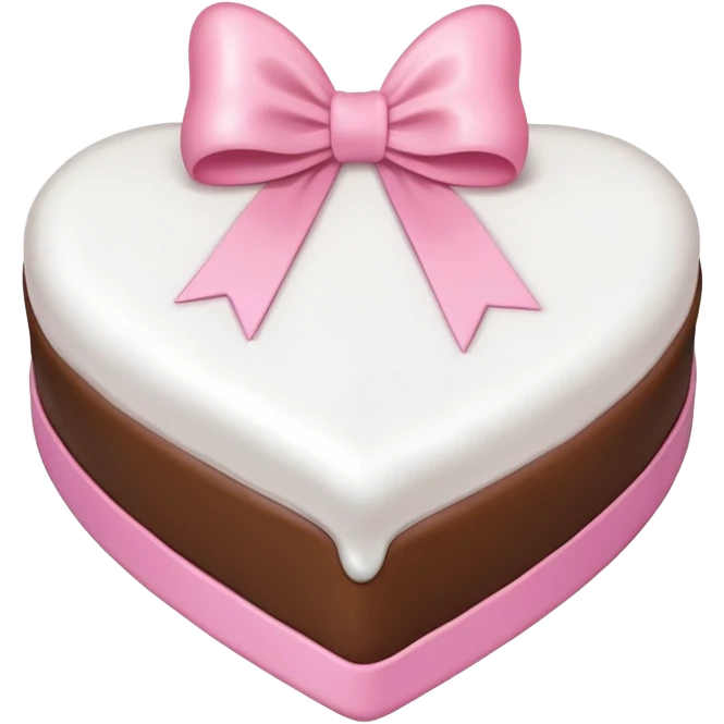 white heart shaped birthday cake with pink bow emoji