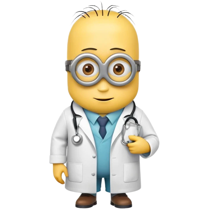 yellow minion character wearing doctor coat and stethoscope emoji