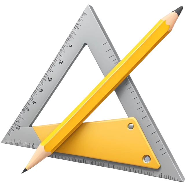 A flat-style illustration of a triangular ruler and a pencil side by side, symbolizing structured learning and academic growth. Clean, modern, cartoon style, white background, iOS emoji aesthetic. emoji