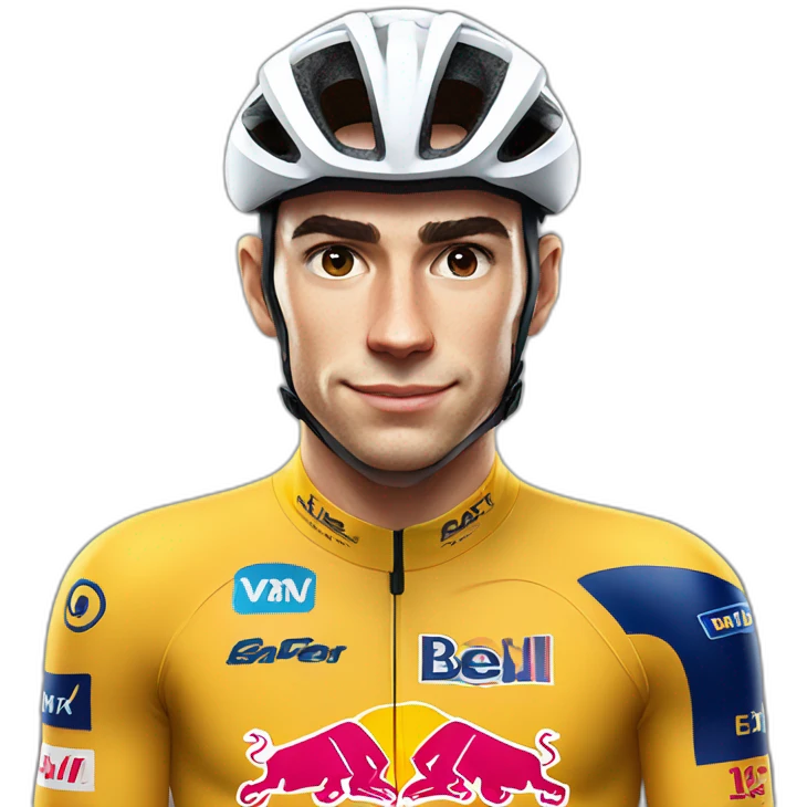 Wout Van Aert wearing red bull helmet emoji