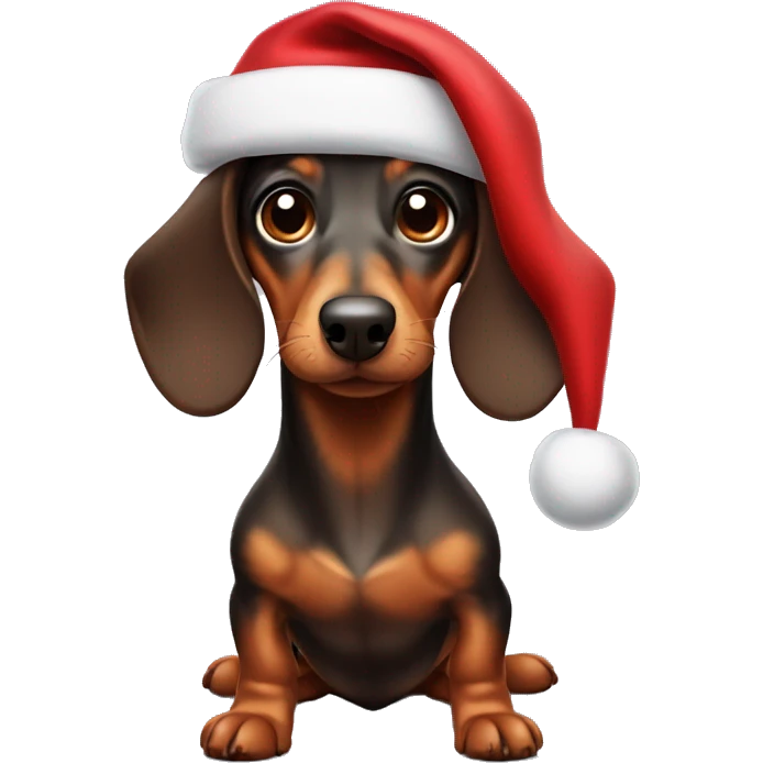 dachshund with Santa hat emoji