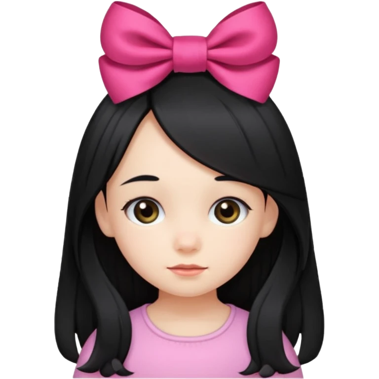 little girl with ribbon hairclip, long black hair emoji