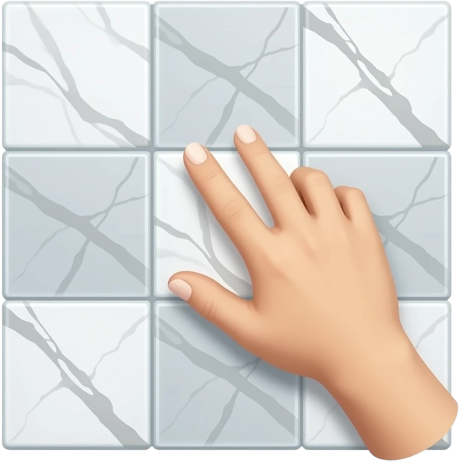 hand touching marble tile floor emoji