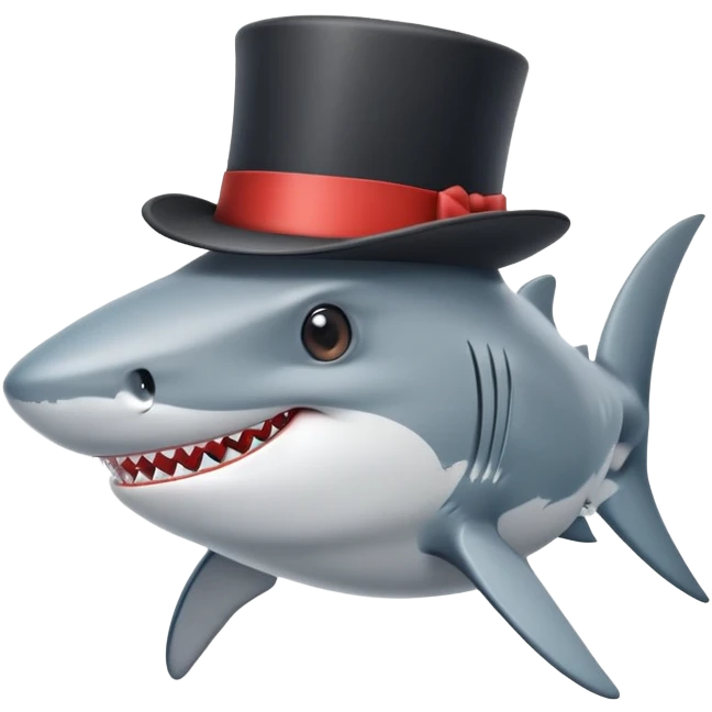 Shark with a top hat emoji
