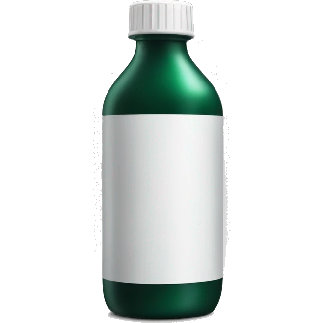 dark green liquid in bottle with white screw lid realistic soft textures emoji