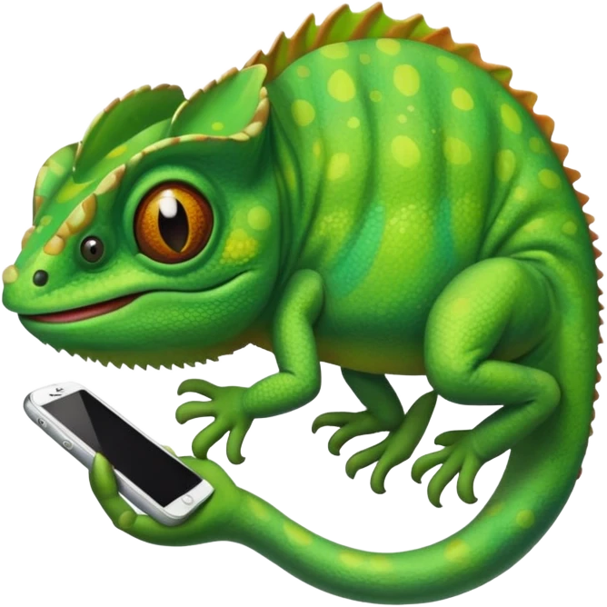 Chameleon using an iPhone emoji