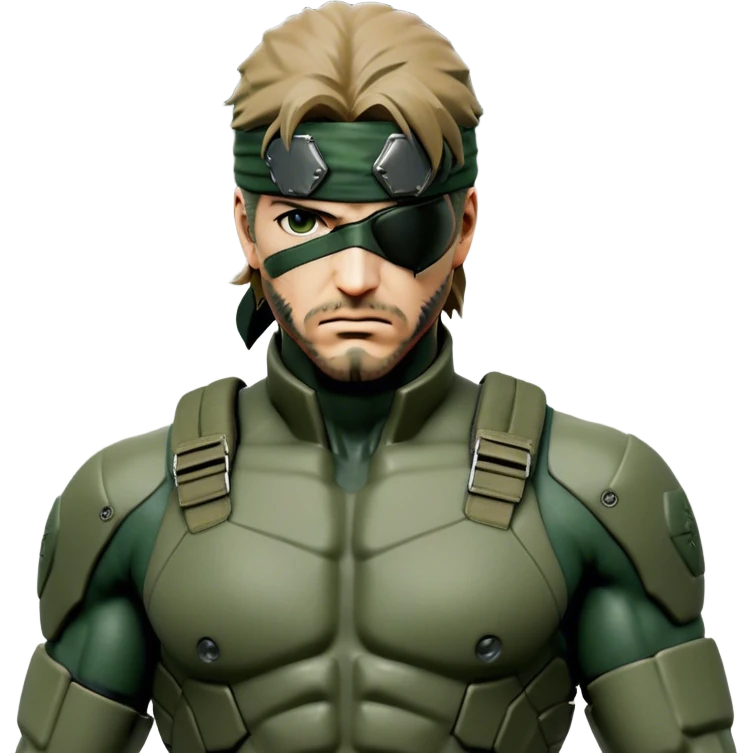 Cinematic Realistic Metal Gear Solid Snake Soldier Portrait, captured in a dynamic, battle-ready stance, muscles defined beneath intricately detailed combat gear in consistent muted greens, browns, and blacks. His determined eyes and rugged features, rendered with dramatic natural lighting and high shine, exude raw, unyielding power, epitomizing the fierce, relentless spirit of a covert operative in the midst of action. emoji